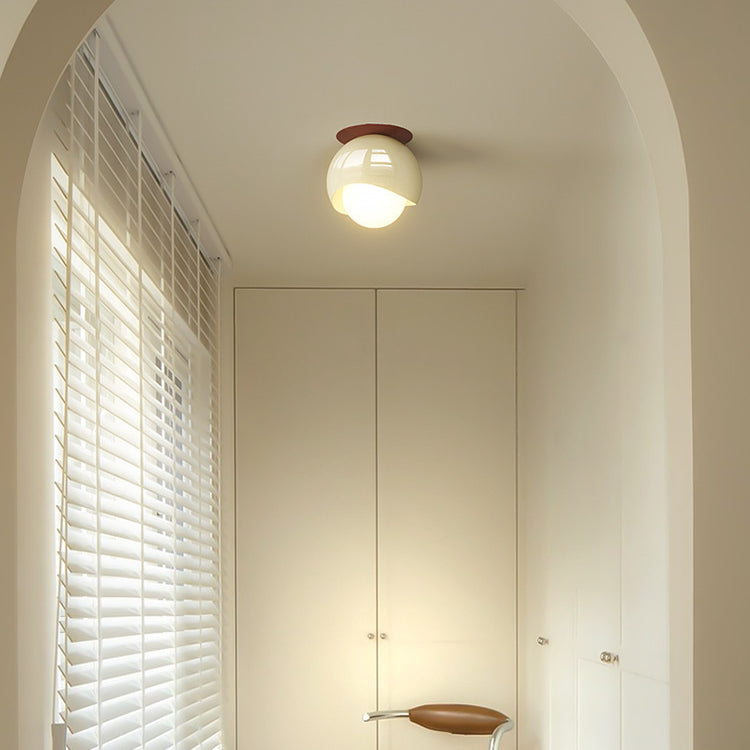 Moderne minimalistische runde Globus Eisen Glas LED Semi-Flush Mount Deckenleuchte für Flur 