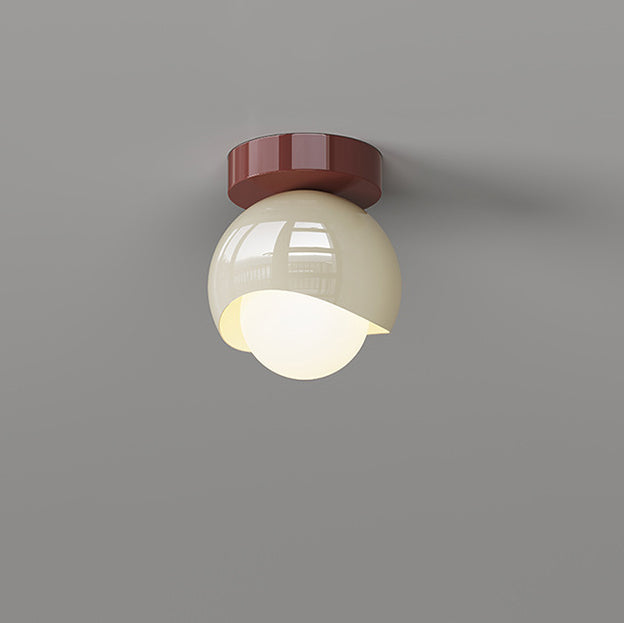Moderne minimalistische runde Globus Eisen Glas LED Semi-Flush Mount Deckenleuchte für Flur 