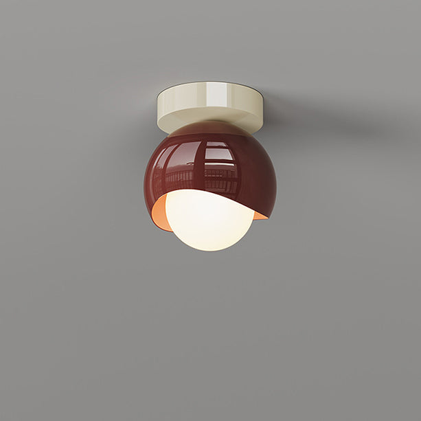 Moderne minimalistische runde Globus Eisen Glas LED Semi-Flush Mount Deckenleuchte für Flur 