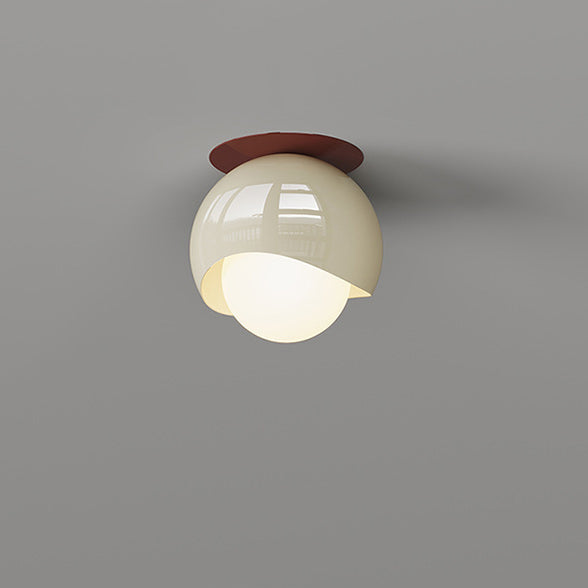 Moderne minimalistische runde Globus Eisen Glas LED Semi-Flush Mount Deckenleuchte für Flur 