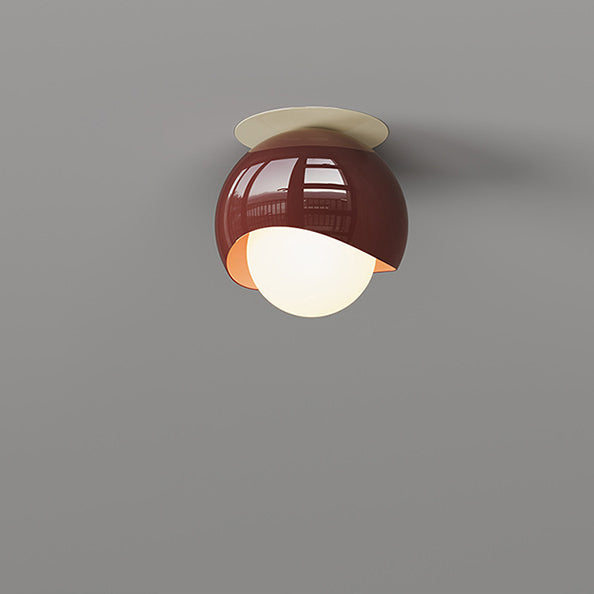 Moderne minimalistische runde Globus Eisen Glas LED Semi-Flush Mount Deckenleuchte für Flur 