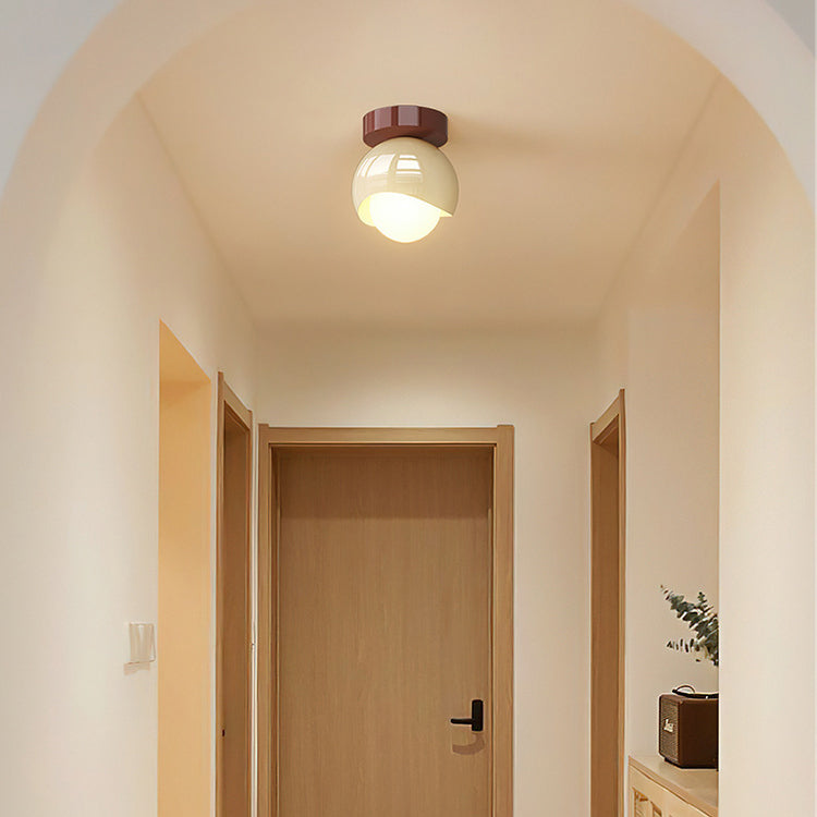 Moderne minimalistische runde Globus Eisen Glas LED Semi-Flush Mount Deckenleuchte für Flur 