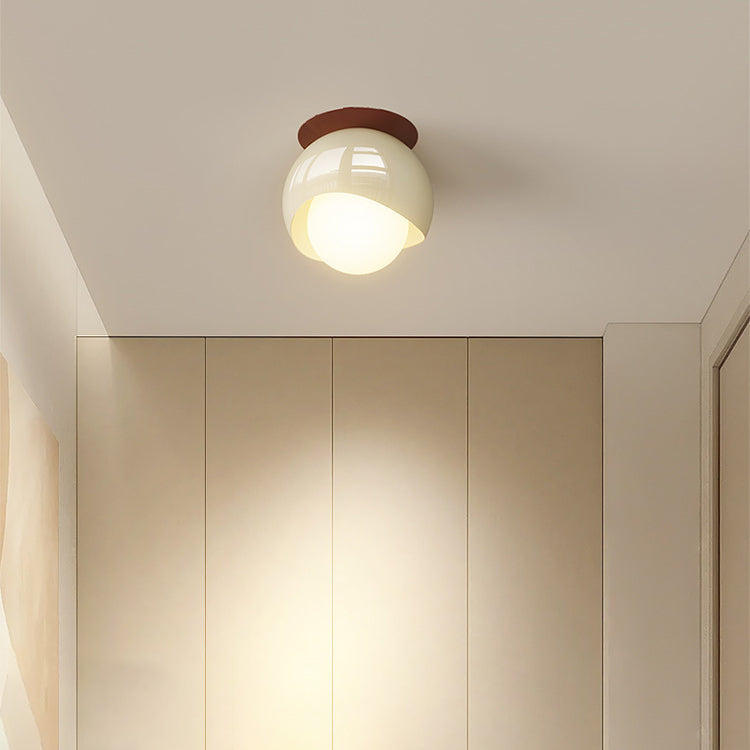 Moderne minimalistische runde Globus Eisen Glas LED Semi-Flush Mount Deckenleuchte für Flur 