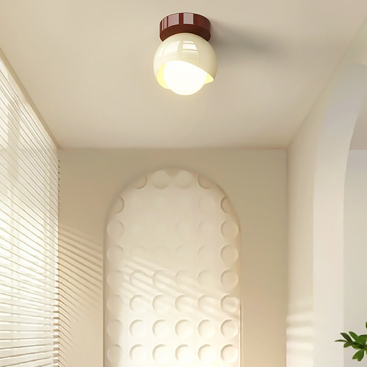 Moderne minimalistische runde Globus Eisen Glas LED Semi-Flush Mount Deckenleuchte für Flur 