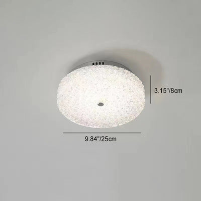 Lustre contemporain rond en cristal avec abat-jour en verre et LED semi-encastré pour chambre à coucher 