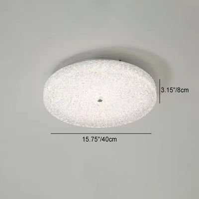 Lustre contemporain rond en cristal avec abat-jour en verre et LED semi-encastré pour chambre à coucher 