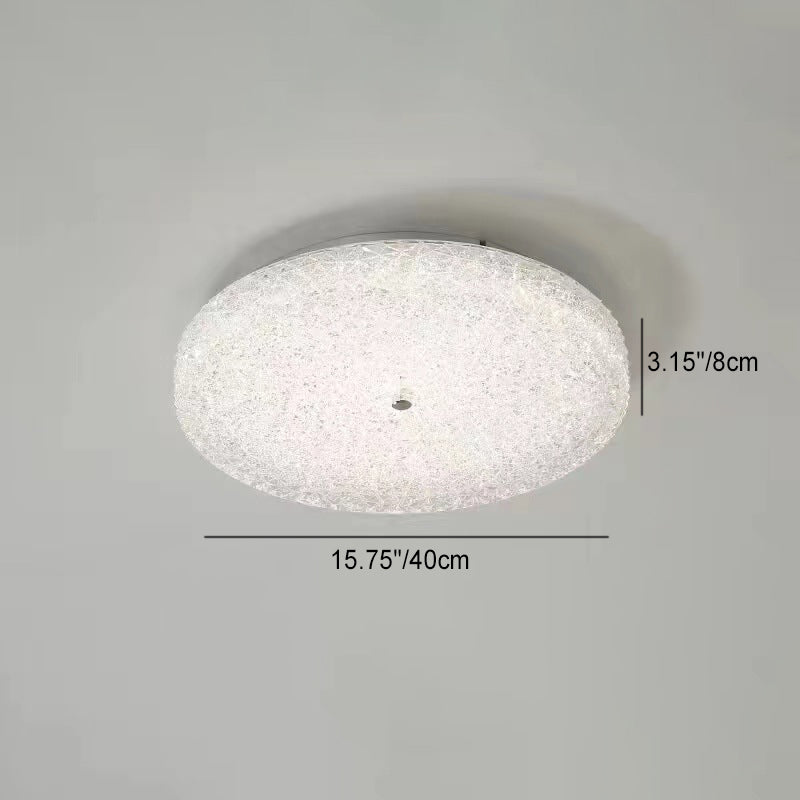 Lustre contemporain rond en cristal avec abat-jour en verre et LED semi-encastré pour chambre à coucher 