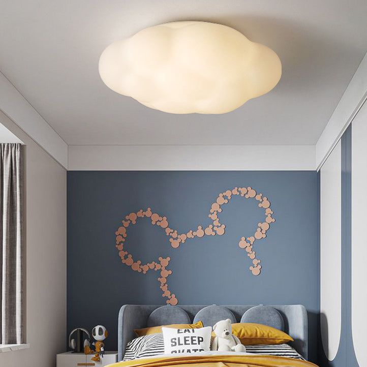 Plafonnier LED à montage affleurant avec abat-jour en fer PE contemporain Creative Cloud pour chambre à coucher 