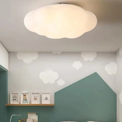 Plafonnier LED à montage affleurant avec abat-jour en fer PE contemporain Creative Cloud pour chambre à coucher 