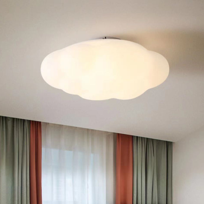 Plafonnier LED à montage affleurant avec abat-jour en fer PE contemporain Creative Cloud pour chambre à coucher 