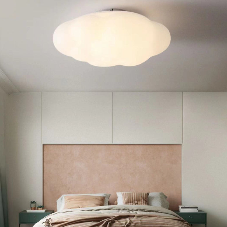 Plafonnier LED à montage affleurant avec abat-jour en fer PE contemporain Creative Cloud pour chambre à coucher 