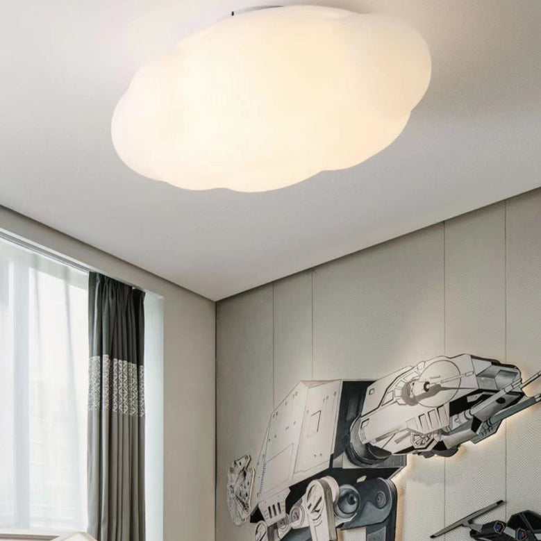 Plafonnier LED à montage affleurant avec abat-jour en fer PE contemporain Creative Cloud pour chambre à coucher 