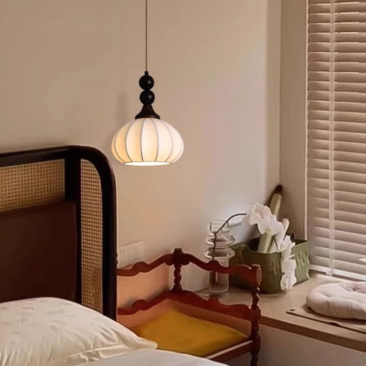 Lustre suspendu 1 lumière de style japonais traditionnel ovale rond en grain de bois avec cadre en fer et abat-jour en tissu pour salon 