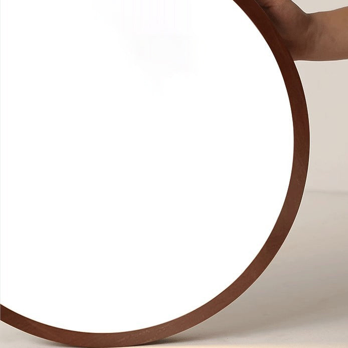 Plafonnier LED avec cadre en bois de caoutchouc rond carré traditionnel chinois et abat-jour en acrylique pour chambre à coucher 