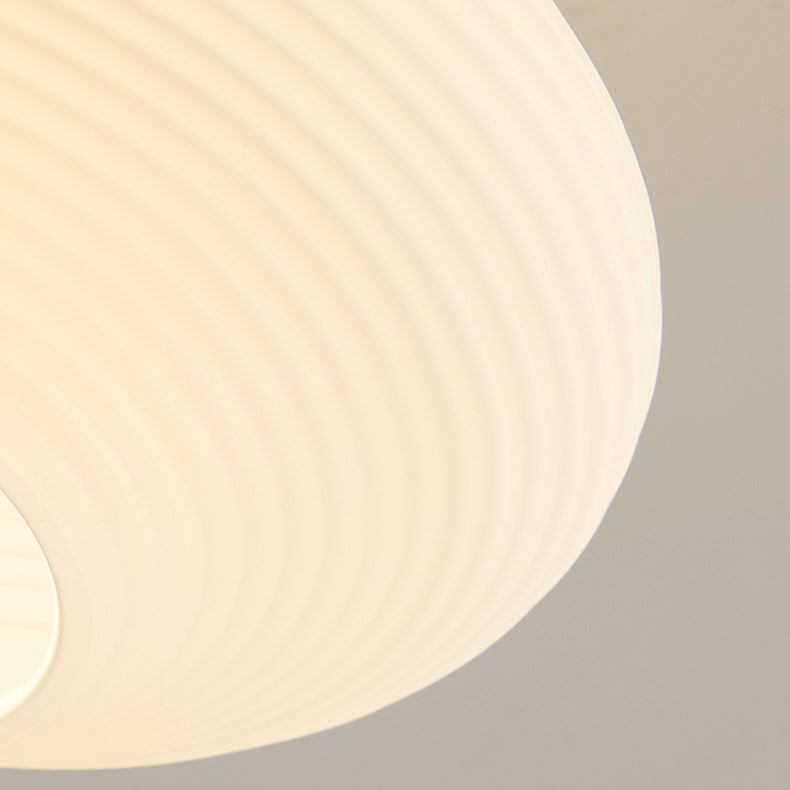 Luz de techo semiempotrada de 1 luz con pantalla de vidrio redonda ovalada de rayas minimalista moderna con marco de madera para pasillo 