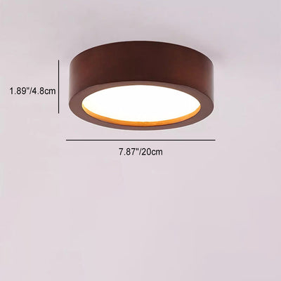Modern Minimalist Round Wood Acrylic LED Flush Mount Ceiling Light For Hallway