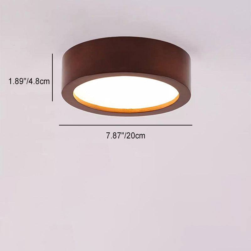 Modern Minimalist Round Wood Acrylic LED Flush Mount Ceiling Light For Hallway