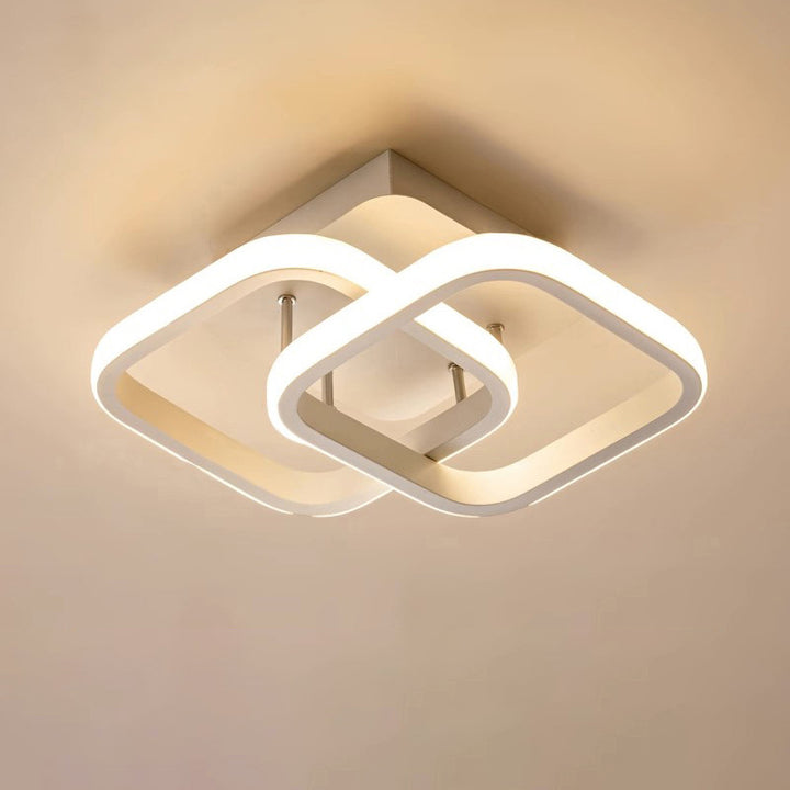 Modern Minimalist Double Circle Square Aluminum Silicone LED Semi-Flush Mount Ceiling Light For Hallway