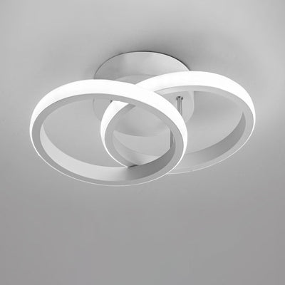 Modern Minimalist Double Circle Square Iron Aluminum Silicone LED Semi-Flush Mount Ceiling Light For Hallway