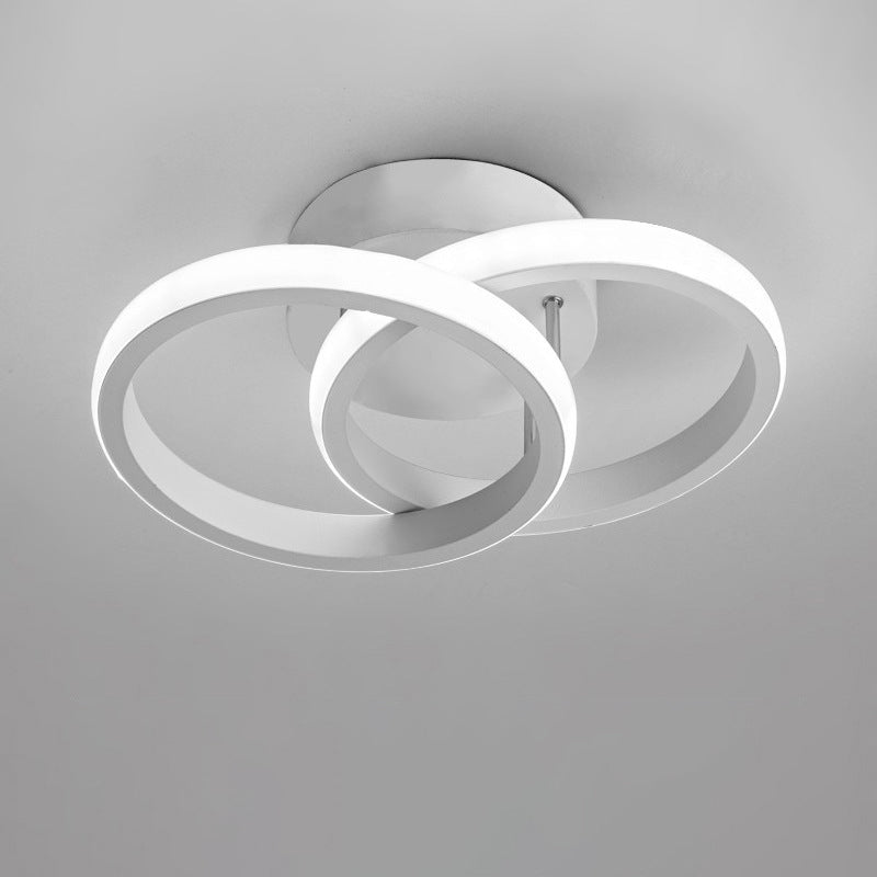 Modern Minimalist Double Circle Square Iron Aluminum Silicone LED Semi-Flush Mount Ceiling Light For Hallway