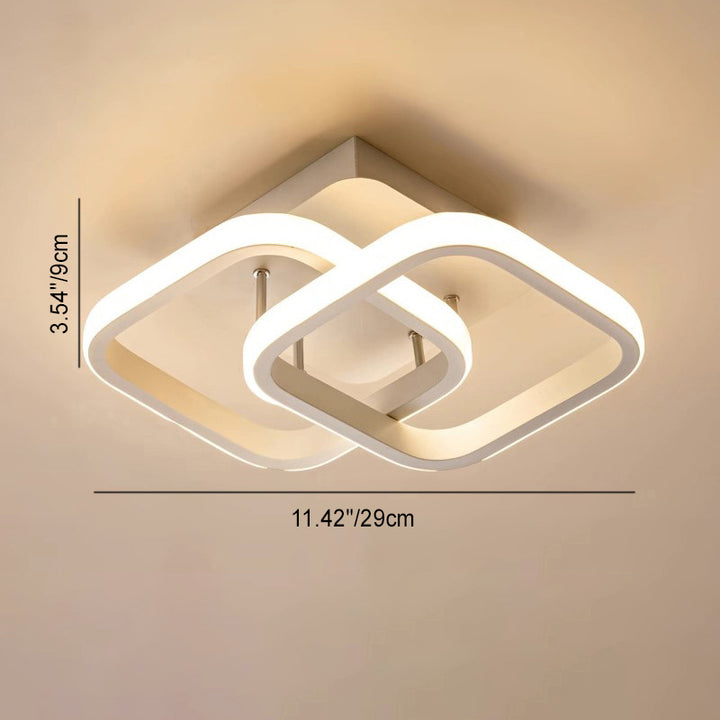 Modern Minimalist Double Circle Square Aluminum Silicone LED Semi-Flush Mount Ceiling Light For Hallway