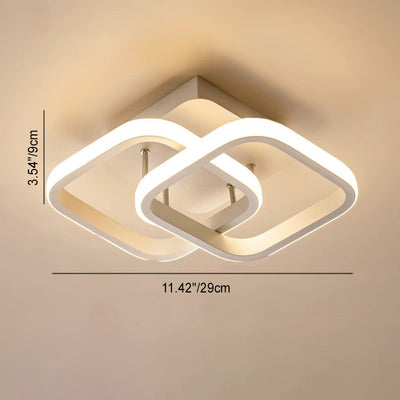 Modern Minimalist Double Circle Square Iron Aluminum Silicone LED Semi-Flush Mount Ceiling Light For Hallway