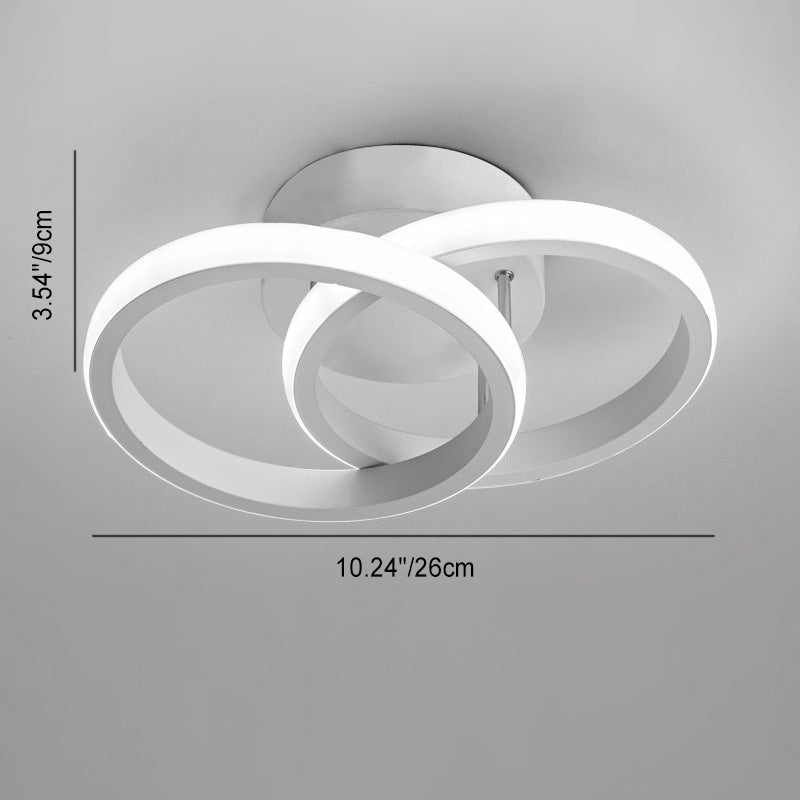 Modern Minimalist Double Circle Square Iron Aluminum Silicone LED Semi-Flush Mount Ceiling Light For Hallway