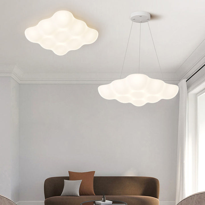 Plafonnier LED carré minimaliste moderne en forme de nuage en fer PE pour chambre à coucher 
