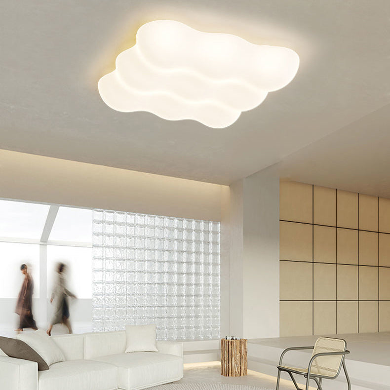 Plafonnier LED carré minimaliste moderne en forme de nuage en fer PE pour chambre à coucher 