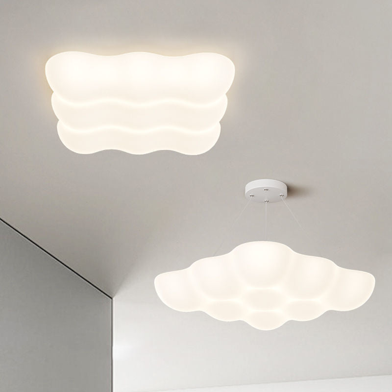 Lustre LED en forme de nuage carré minimaliste moderne en fer PE pour chambre 