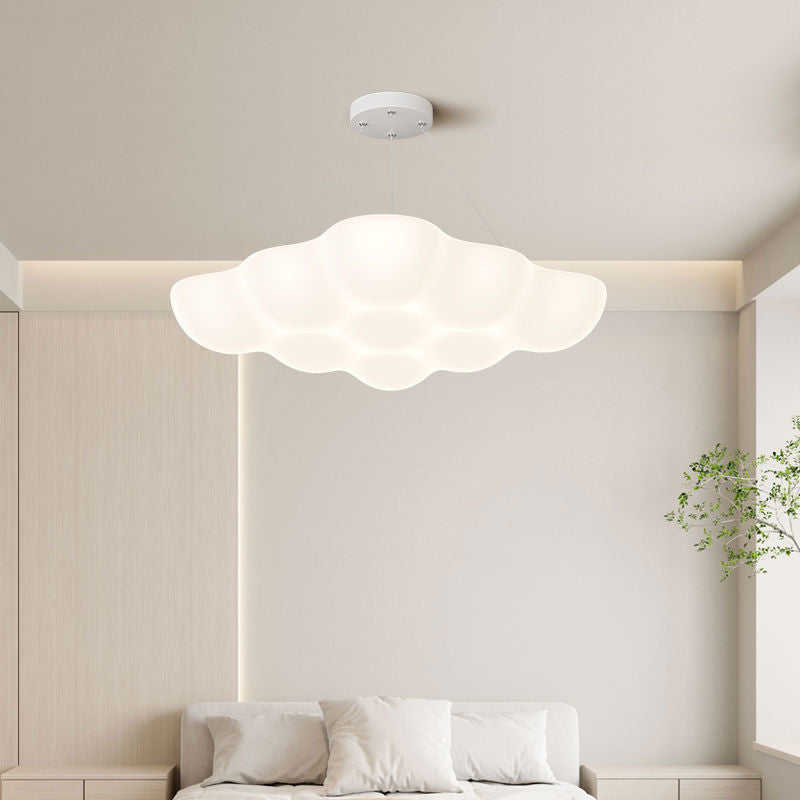 Lustre LED en forme de nuage carré minimaliste moderne en fer PE pour chambre 