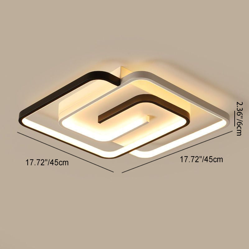 Lumière de plafond semi-encastrée LED en fer PVC à ligne carrée minimaliste moderne pour chambre 