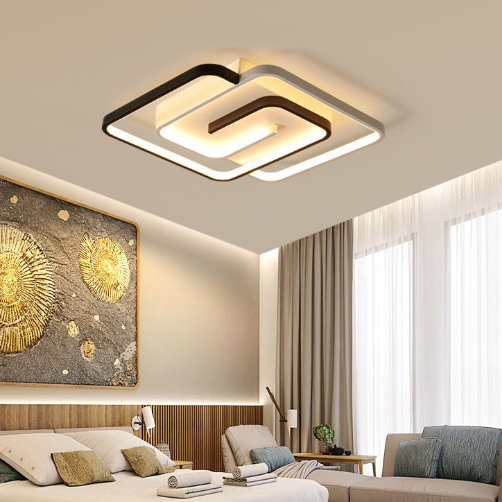 Lumière de plafond semi-encastrée LED en fer PVC à ligne carrée minimaliste moderne pour chambre 