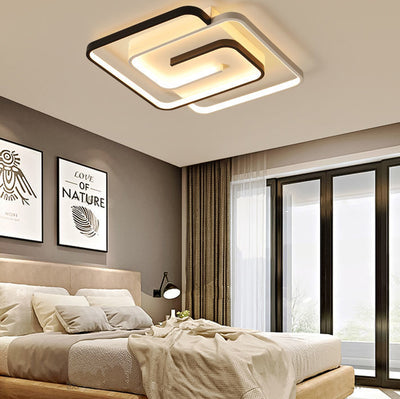 Lumière de plafond semi-encastrée LED en fer PVC à ligne carrée minimaliste moderne pour chambre 
