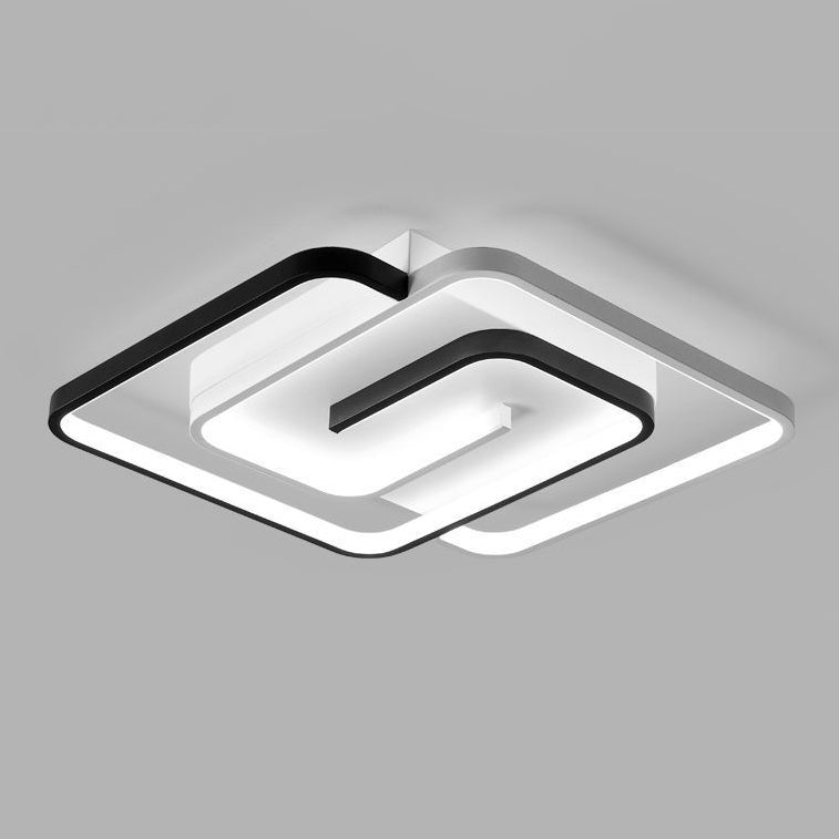 Lumière de plafond semi-encastrée LED en fer PVC à ligne carrée minimaliste moderne pour chambre 