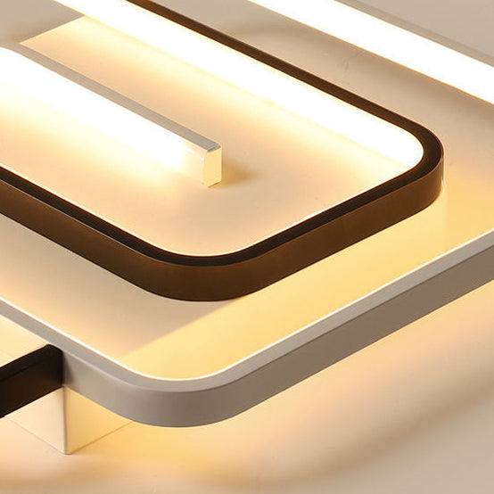 Lumière de plafond semi-encastrée LED en fer PVC à ligne carrée minimaliste moderne pour chambre 