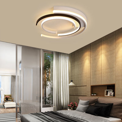 مصباح سقف LED مثبت بتصميم حديث بسيط بإطار دائري من الحديد والألمنيوم وظل أكريليك لغرفة النوم 