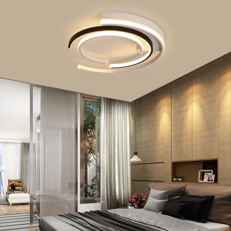 مصباح سقف LED مثبت بتصميم حديث بسيط بإطار دائري من الحديد والألمنيوم وظل أكريليك لغرفة النوم 