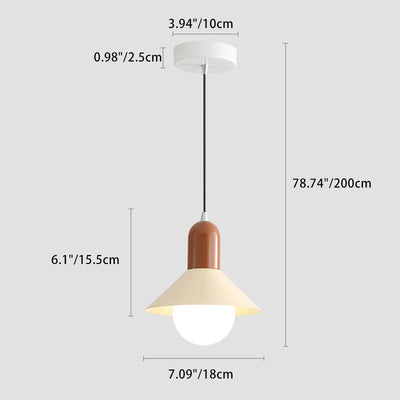 Lámpara colgante de 1 luz con pantalla de hierro en forma de cono redondo contemporáneo para dormitorio 