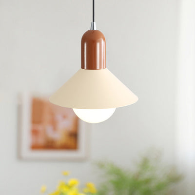 Lámpara colgante de 1 luz con pantalla de hierro en forma de cono redondo contemporáneo para dormitorio 