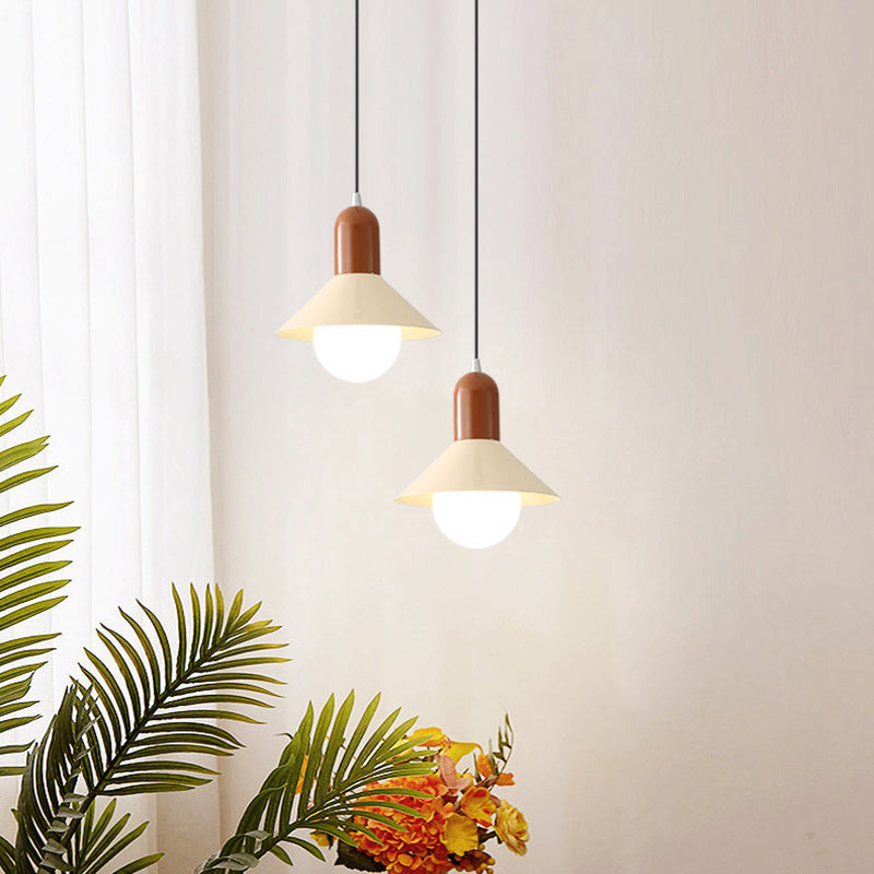 Lámpara colgante de 1 luz con pantalla de hierro en forma de cono redondo contemporáneo para dormitorio 