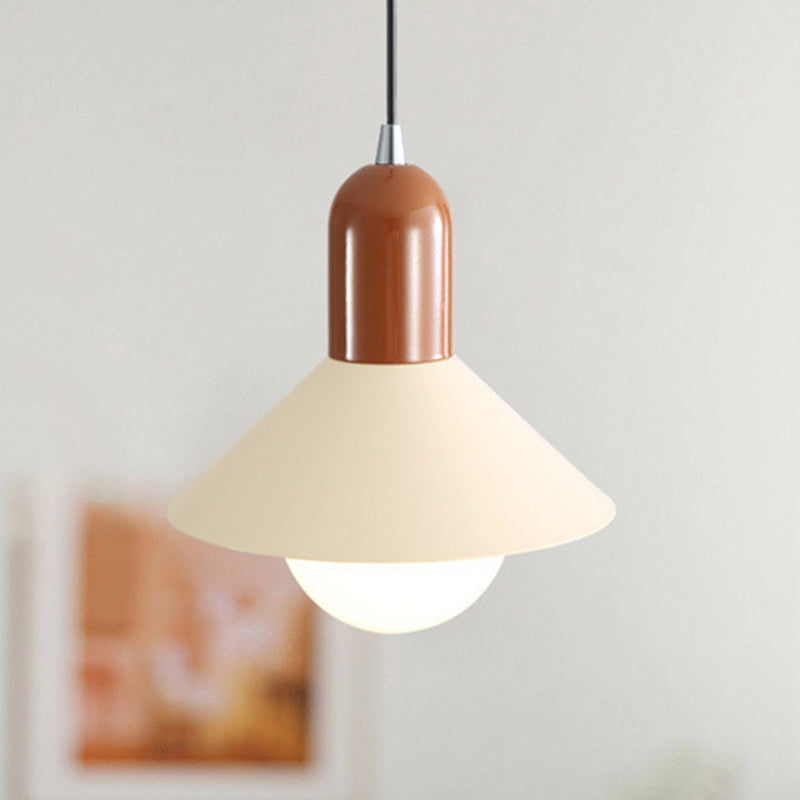 Lámpara colgante de 1 luz con pantalla de hierro en forma de cono redondo contemporáneo para dormitorio 