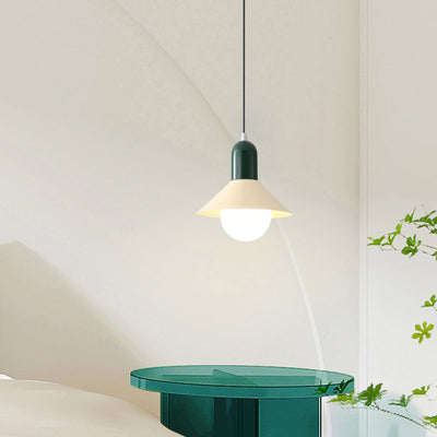 Lámpara colgante de 1 luz con pantalla de hierro en forma de cono redondo contemporáneo para dormitorio 