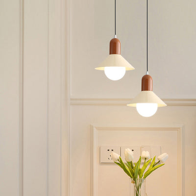 Lámpara colgante de 1 luz con pantalla de hierro en forma de cono redondo contemporáneo para dormitorio 