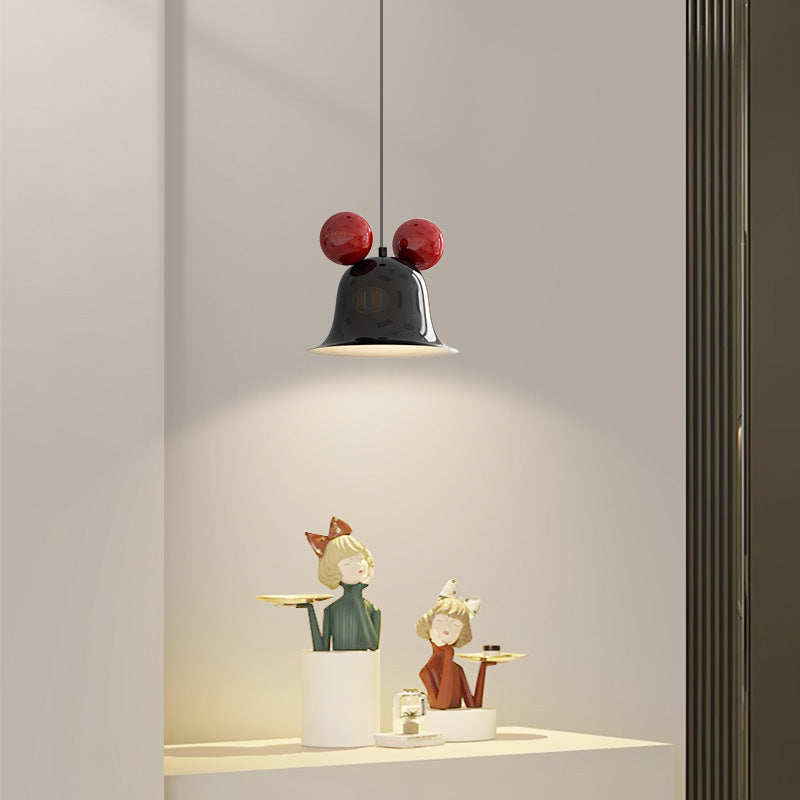 Lámpara colgante de hierro con forma de campana redonda creativa contemporánea de 1 luz para dormitorio 