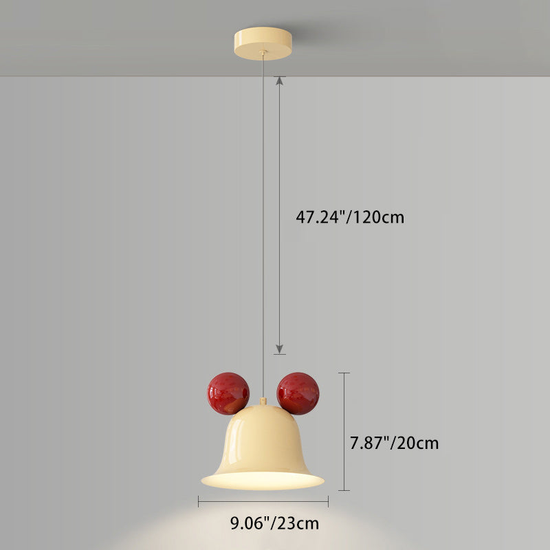 Zeitgenössische kreative runde Glockenform Eisen 1-Licht Pendelleuchte für Schlafzimmer 