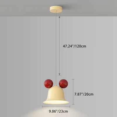 Lámpara colgante de hierro con forma de campana redonda creativa contemporánea de 1 luz para dormitorio 