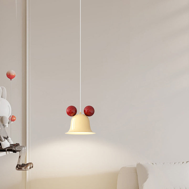 Zeitgenössische kreative runde Glockenform Eisen 1-Licht Pendelleuchte für Schlafzimmer 