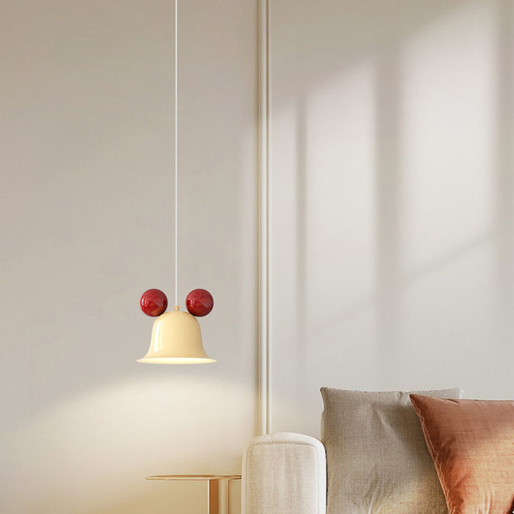 Zeitgenössische kreative runde Glockenform Eisen 1-Licht Pendelleuchte für Schlafzimmer 
