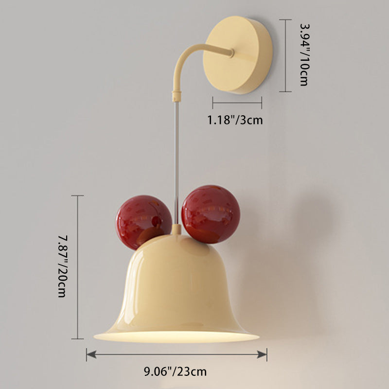 Lámpara de aplique de pared de hierro con forma de campana redonda creativa contemporánea de 1 luz para dormitorio 